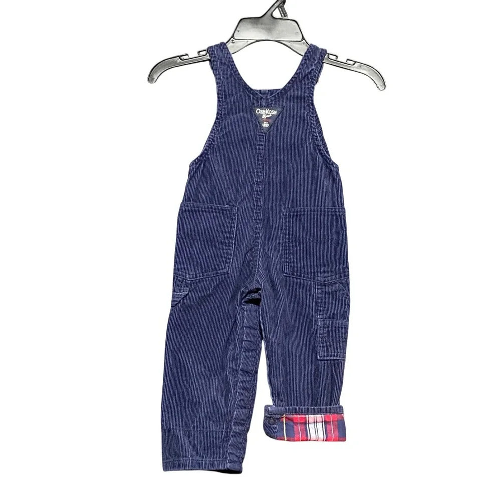 OshKosh B'gosh Kids Vestbak Blue Corduroy Bib Overalls‎ Size 12 Months Unisex